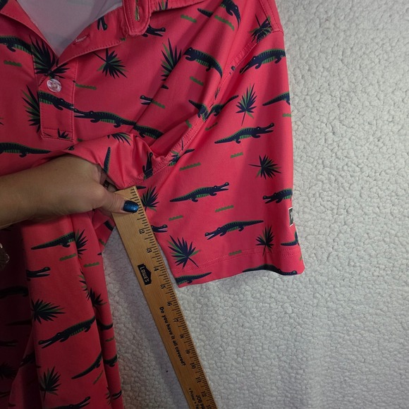 Waggle M"s XL Pink Alligator Palm Tree Golf Polo Shirt Unique Golf Outdoors Fun - Picture 6 of 16